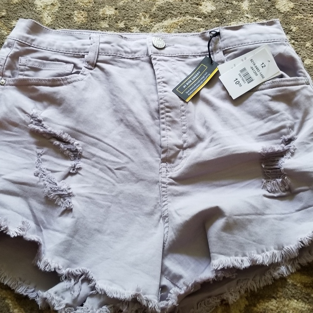 High rise cheeky denim shorts